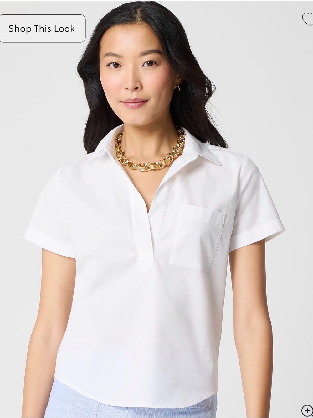 J crew Short-sleeve poplin popover top
